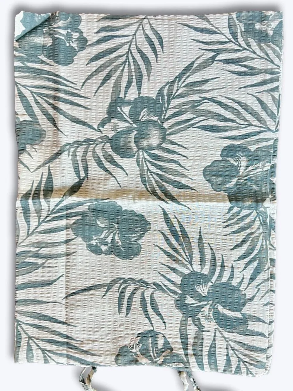 Vtg Tommy Bahama Green Tropical Palm Seersucker Pillow Sham Cotton Voile Italy